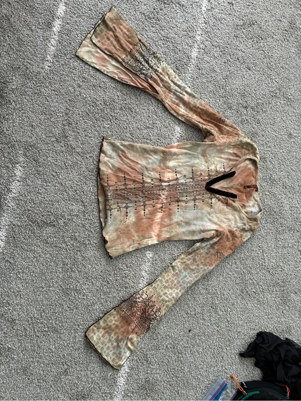 Boho Long Sleeve Peasant Top with Bell Sleeves